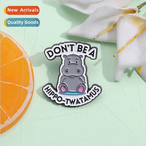 Creative New Cute hippopotamus modeling metal brooch Cartoon