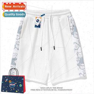 whe shorts loose print heavy youth summer bear men