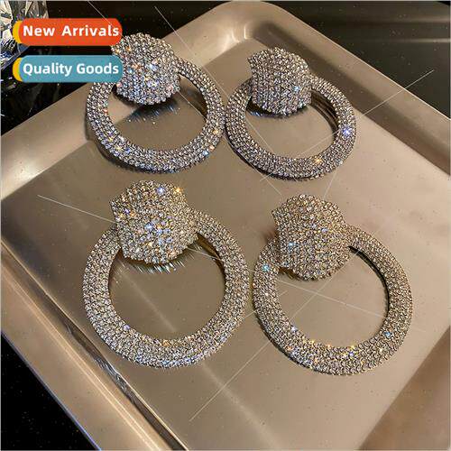 lver needle wh diamond circle earrings Europe fashion earrin