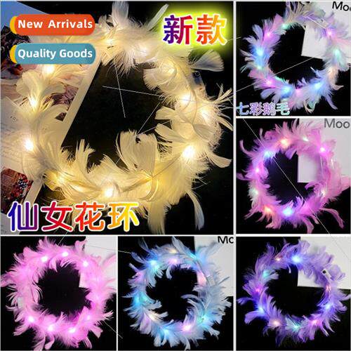 Glowing angel goose feather wreath feather glter headdress n