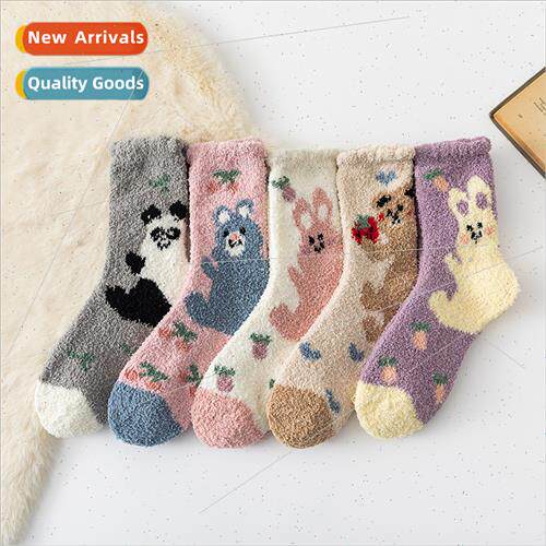 Japan girls cute -fluffy coral velvet socks female floor mid