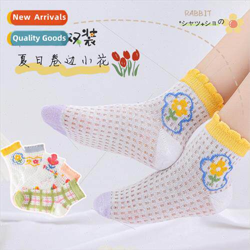 Girls socks summer thin childrens mid-calf socks mesh breath