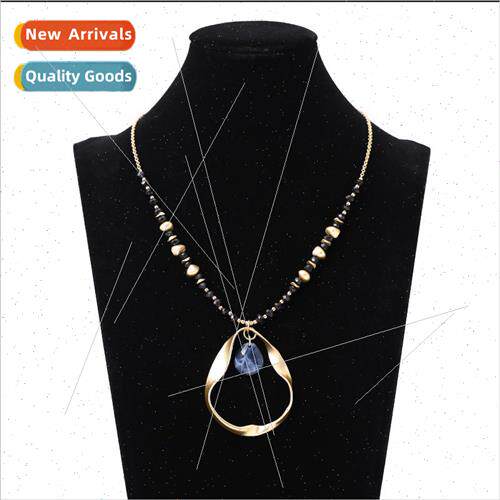 Europe Sweater Chain Clock Natural Stone Ladies Metal Long N