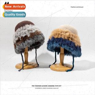 wool winter rabb hair real fall days cap Hat knted female
