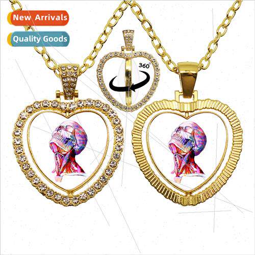 Botanical Floral Glass Round 360 Degree Spinning Heart Shape