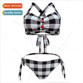 Plaid Spl Swimsu Bikini Point Large Three Triangle Strappy
