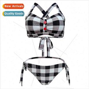 Plaid Spl Swimsu Bikini Point Large Three Triangle Strappy