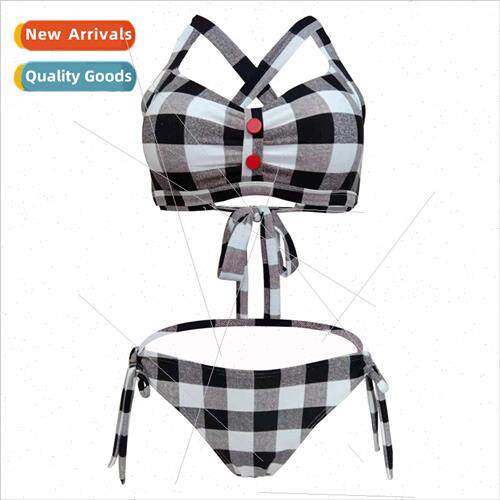 Triangle Bikini Large Plaid Spl Strappy Three-Point Swimsu B