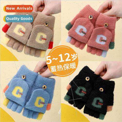 Autumn winter new boys warm flip gloves simple Korea  cute c