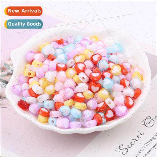 6*7mm acrylic small peach heart DIY handmade beads loose bea