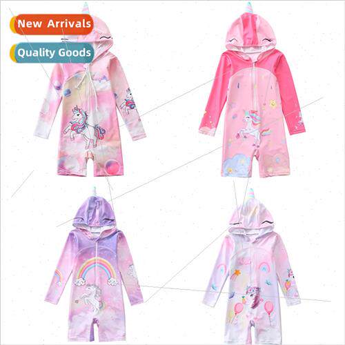 New children swimsuits 适用girls onePCS hooded small medium-
