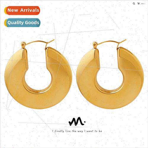 Europe new niche U-shaped earrings tanium steel gold-plated