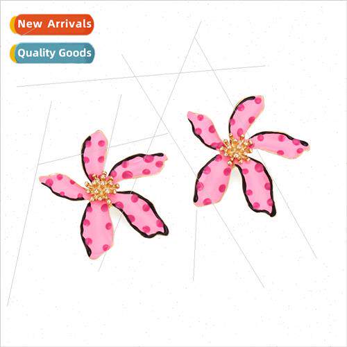 New fashion colorful oil drip polka dot floral earrings exag