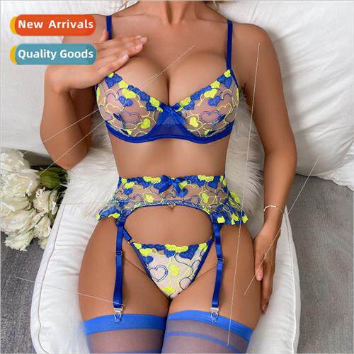 Lace love embroidery girls mesh see-through sexy lingerie br