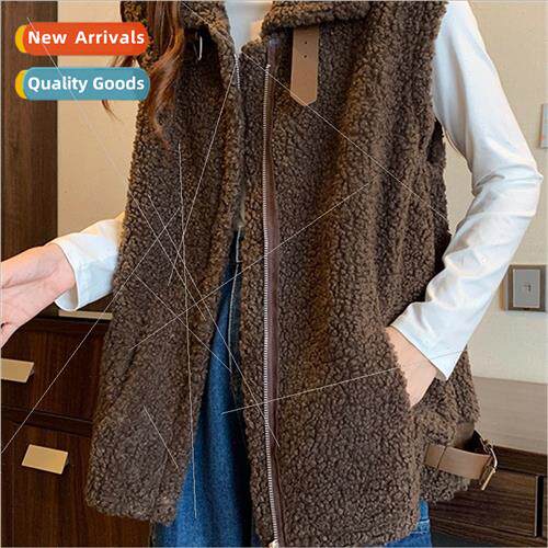 2023 new fall winter vest jacket female fall winter lamb hai