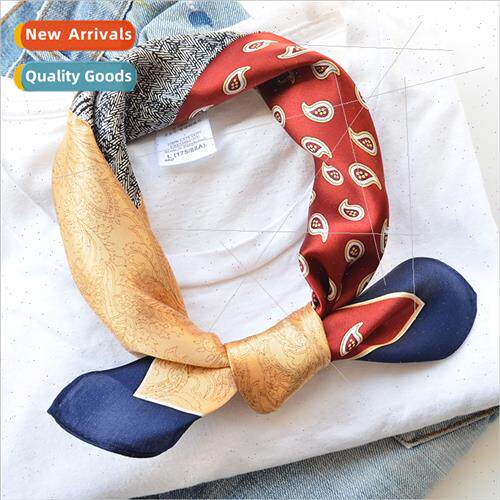 ins silk scarf small square scarf female spring fall thin mu