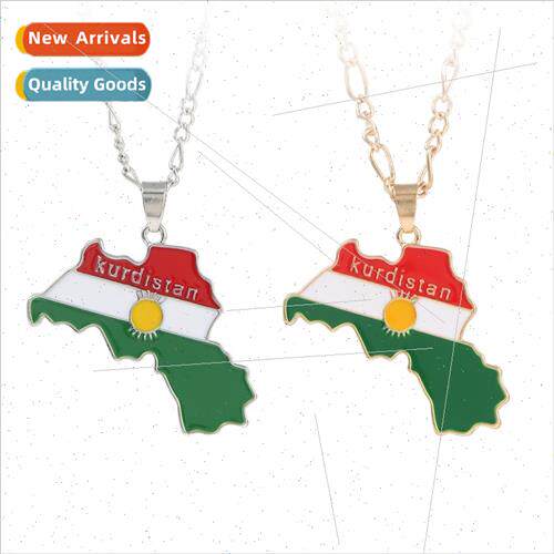 New Kurdistan zinc alloy oil drip map necklace fashion men p