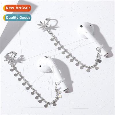 Copper gold-plated zirconium tasseled hexagram ear clips wom