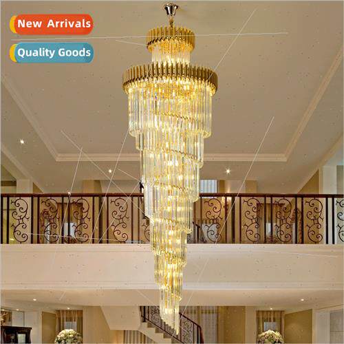 Duplex villa hotel hall rotating staircase chandelier living