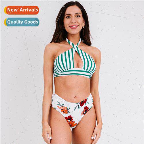 Europe hollow out bikini swimsu women new striped sexy hangi