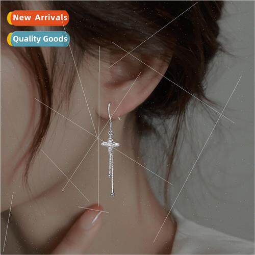 Cross Quadrangle Tassel Ear Hooks Sweet Cool Earrings Lucky