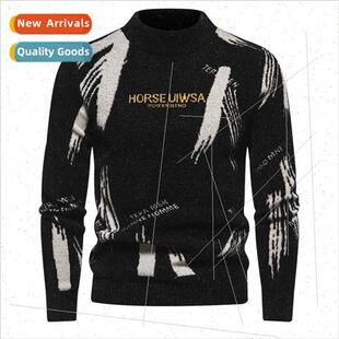 sweater sweat winter warm men striped neck round fall