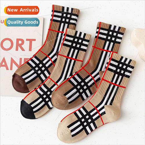 station tide socks striped plaid mid-calf socks spring and s