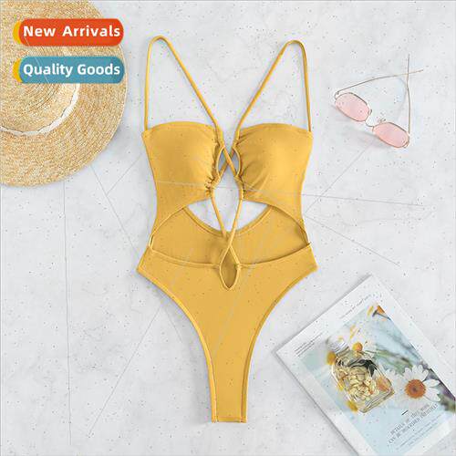 picture solid color tie string sexy one-piece bikini swimsu