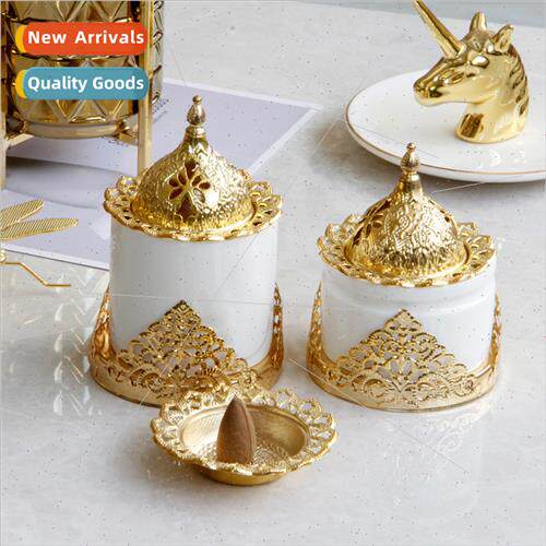 Creative Gold Middle East Iron Ceramic Combination Incense B