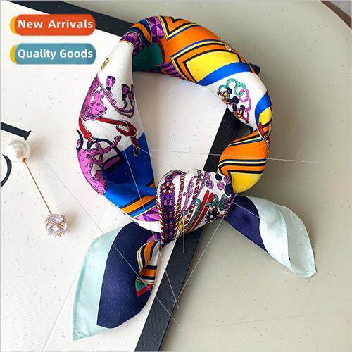 2022 Korea  new mulberry silk small silk scarf decorated col