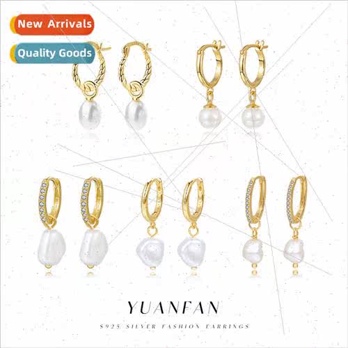 s925 silver natural pearl earrings female retro glass bead e