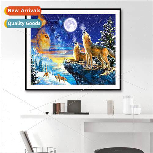 Diamond painting new animal series wolves whistling moon res