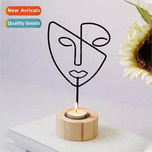 Rustic abstract figures wooden candle holders simple decorat