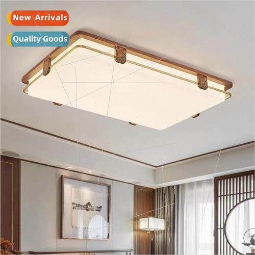 Full copper new chinese living room ceiling light solid wood