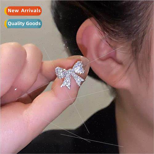 Full diamond bow ear clip ear bone clip female sense niche e