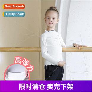 Childrens dancewear girls T-shirt long-sleeved warm tops big