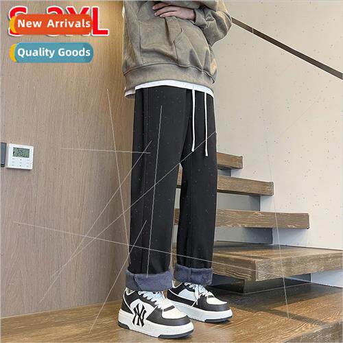 Men padded jeans fall winter couple loose hundred wh wide-le