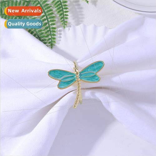 New colourful oil dripping dragonfly napkin ring insect napk