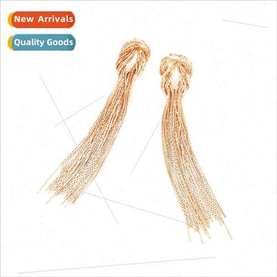 Gold Long Gold Wire Chain Tassel Earrings Design Braid Chain