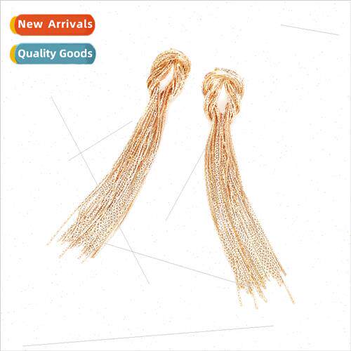 Gold Long Gold Wire Chain Tassel Earrings Design Braid Chain