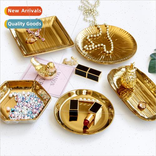 Europe luxury gold ceramic jewelry tray placement small tray