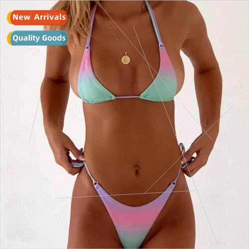 New Europe Gradient Color Bikini Sexy Crossbody Neck Backles