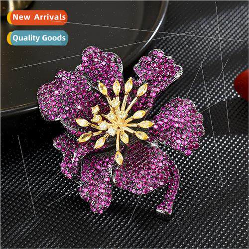 Europe new colorful flower brooch inlaid shiny corsage jacke