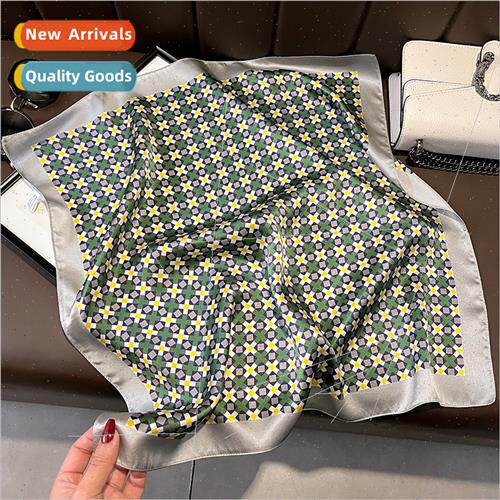 mple Korea fresh pixel grid light paragraph silk silk scarf