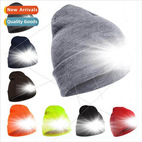 2023 new outdoor led lighting knted hat rechargeable light-e