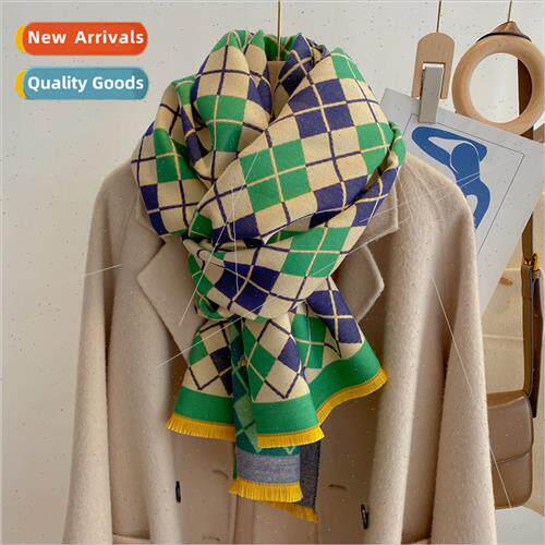 2022 new scarf sweet plaid women shawl ~ winter warm faux ca