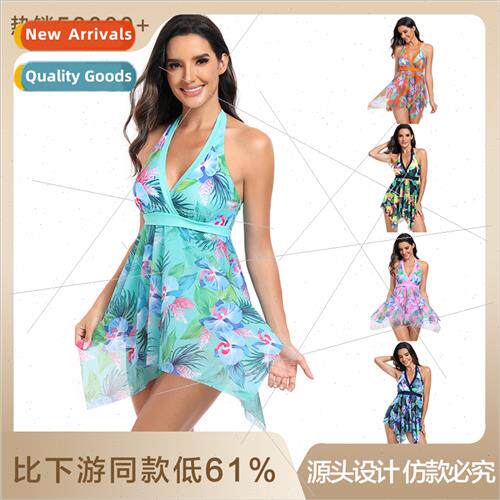2024 new Europe sexy big size one-piece swimsu female hangin