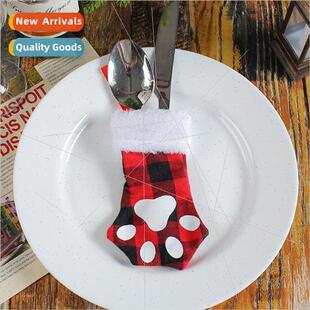 2023 Paw Restaurant Bag Christmas Set Fork Knife Cat New