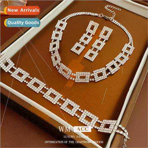 lver needle wh diamond hollow square tassel earrings Europe