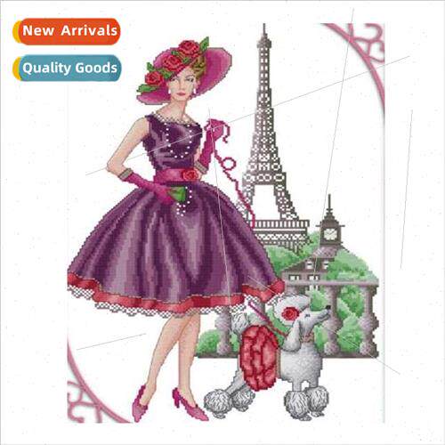 New pylon beauty walking dog cross stch handmade simple thre